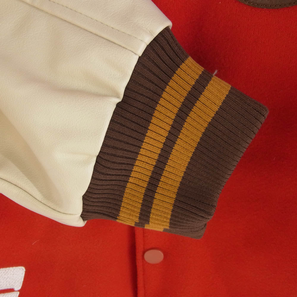 ヴァンディー・ザ・ピンク 4Year Anniversary Varsity Jacket 4周年記念 ハンバーガー ロゴ バーシティ ジャケット スタジアム ジャケット スタジャン カスタムブランド レッド系 XL【中古】