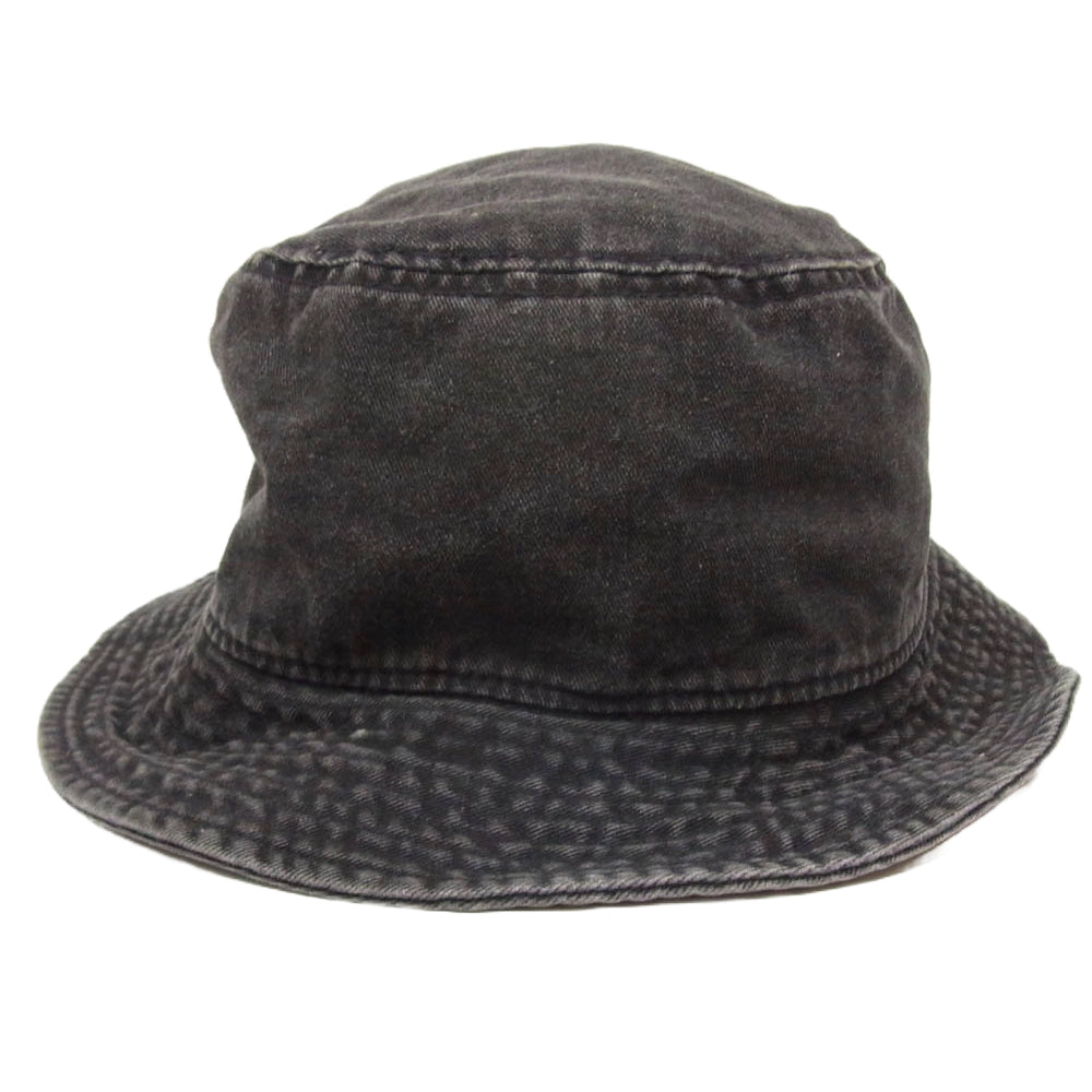 STUSSY ステューシー ロゴ デニム バケット ハット ブラック ブラック系 L【中古】