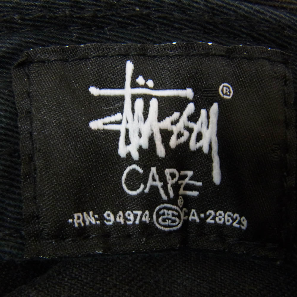STUSSY ステューシー ロゴ デニム バケット ハット ブラック ブラック系 L【中古】