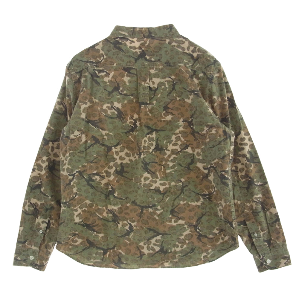 STUSSY ステューシー NATURAL CHEETAH CAMO SHIRT カモ柄 長袖 シャツ Mサイズ マルチカラー系 グリーン系 ブラウン系 M【中古】