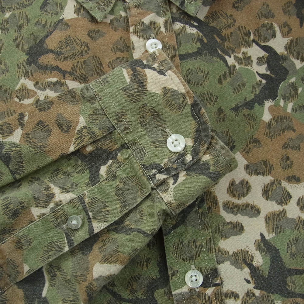STUSSY ステューシー NATURAL CHEETAH CAMO SHIRT カモ柄 長袖 シャツ Mサイズ マルチカラー系 グリーン系 ブラウン系 M【中古】