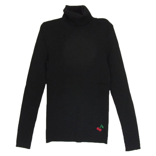 Paul Smith ポール・スミス BLACK ブラック さくらんぼ チェリー 刺繍 タートルネック リブニット ブラック系 M【中古】