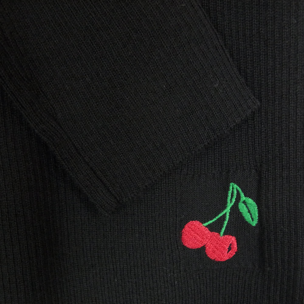 Paul Smith ポール・スミス BLACK ブラック さくらんぼ チェリー 刺繍 タートルネック リブニット ブラック系 M【中古】