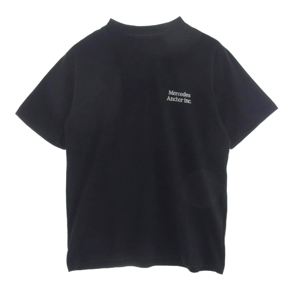 メルセデス アンカー バック ロゴプリント 胸元 刺繍 Tシャツ ブラック系 XL【中古】