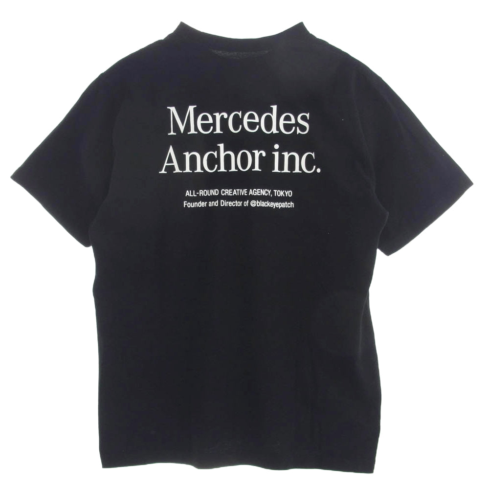 メルセデス アンカー バック ロゴプリント 胸元 刺繍 Tシャツ ブラック系 XL【中古】