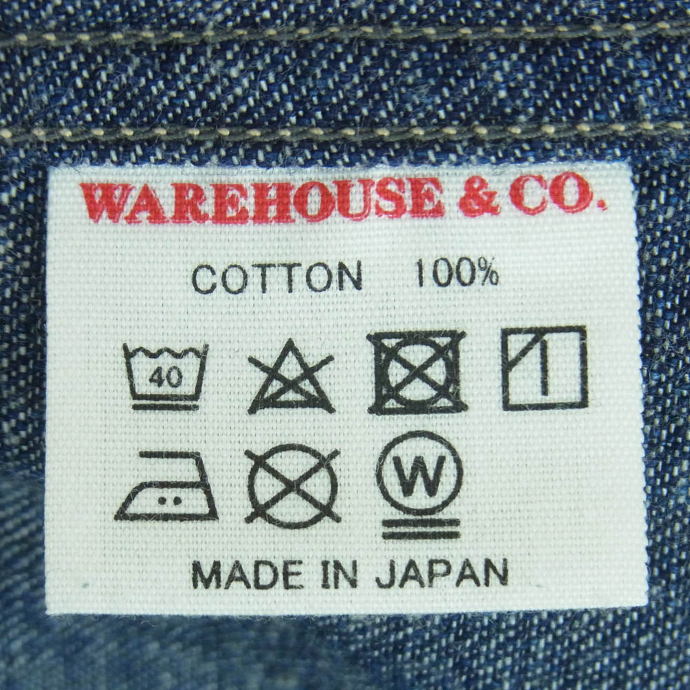 WAREHOUSE ウエアハウス SHOP COAT ライトオンス デニム ショップ コート 日本製 インディゴブルー系 38【中古】