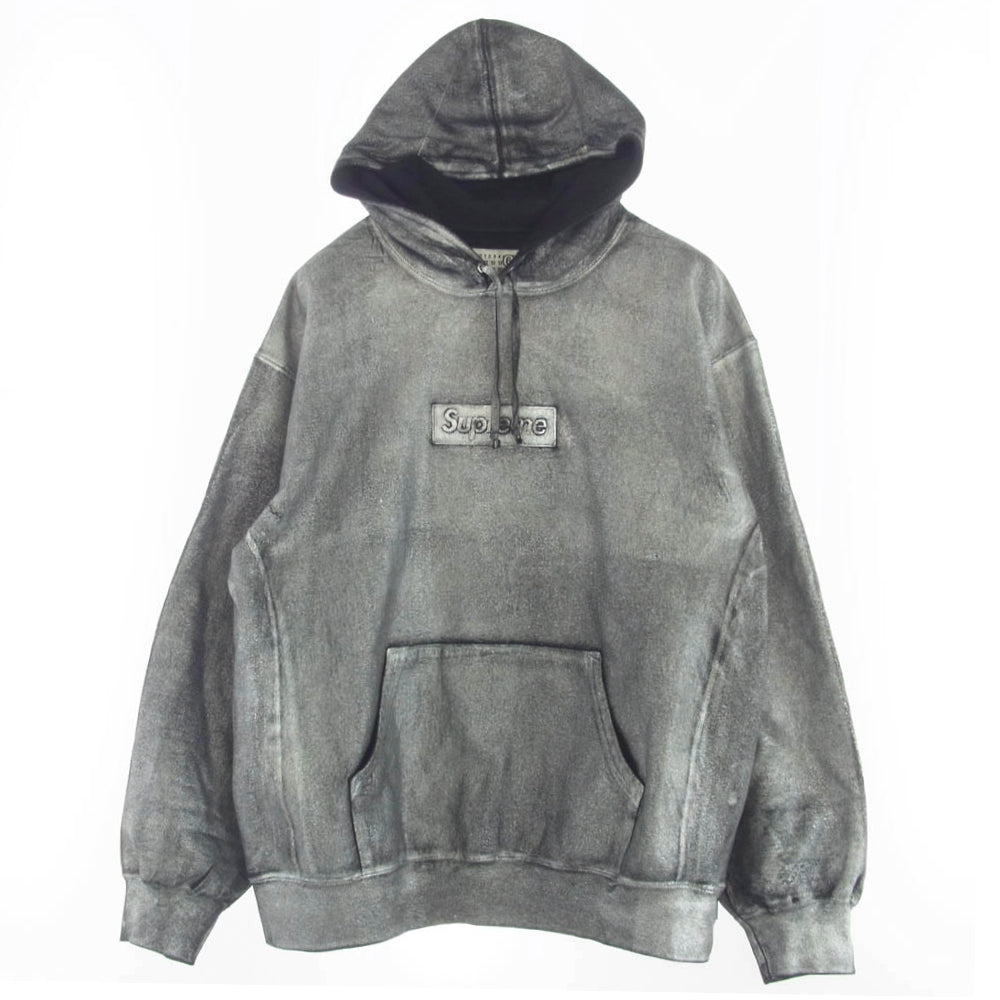 Supreme シュプリーム 24SS × MM6 Maison Margiela メゾン マルジェラ Foil Box Logo Hooded Sweatshirt フォイル ボックスロゴ パーカー グレー系 XL【中古】