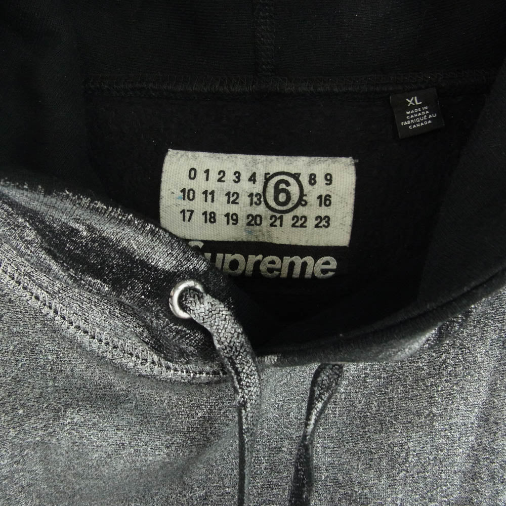 Supreme シュプリーム 24SS × MM6 Maison Margiela メゾン マルジェラ Foil Box Logo Hooded Sweatshirt フォイル ボックスロゴ パーカー グレー系 XL【中古】