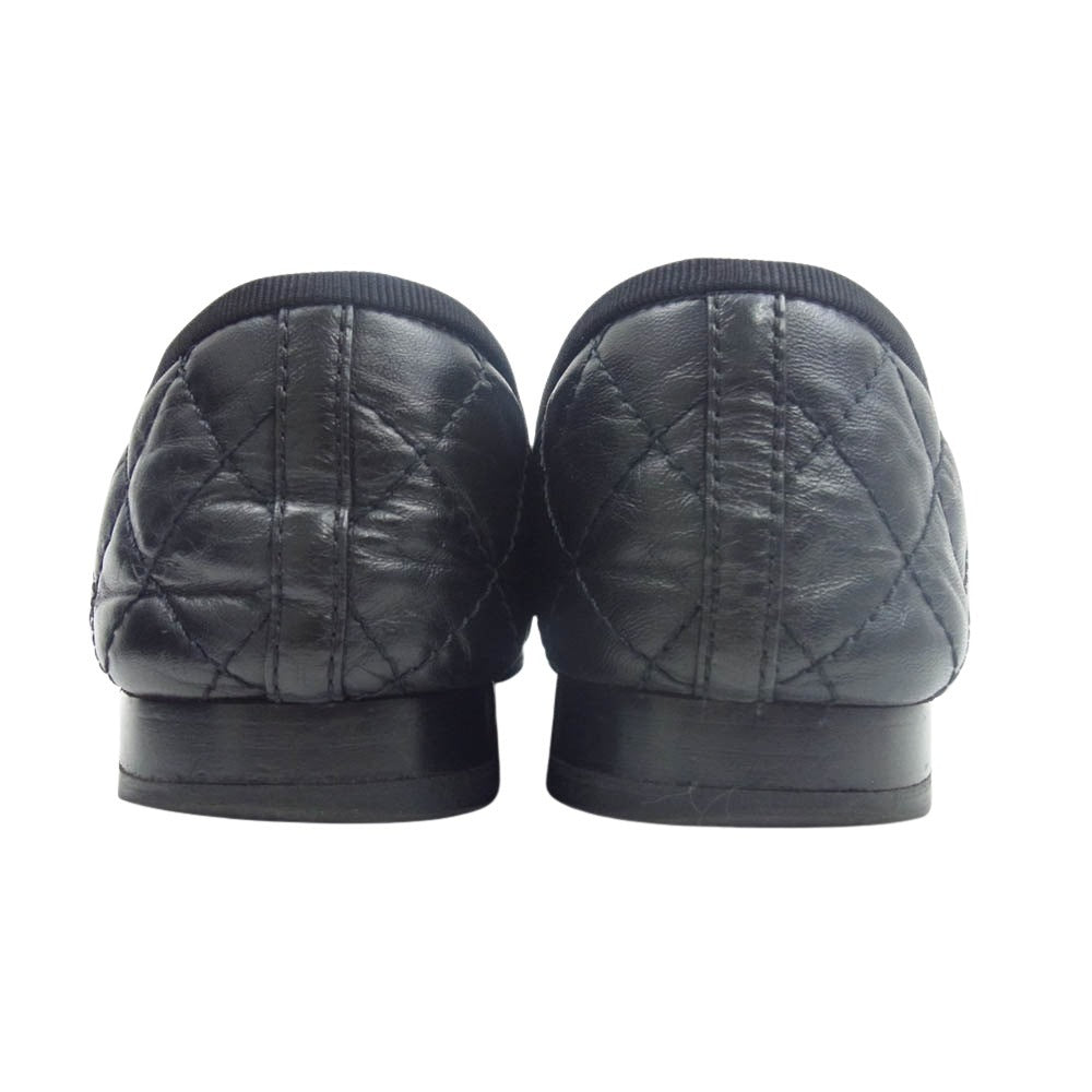 CHANEL シャネル G26250 マトラッセ ココマーク バレエシューズ フラットシューズ ブラック系 36【中古】
