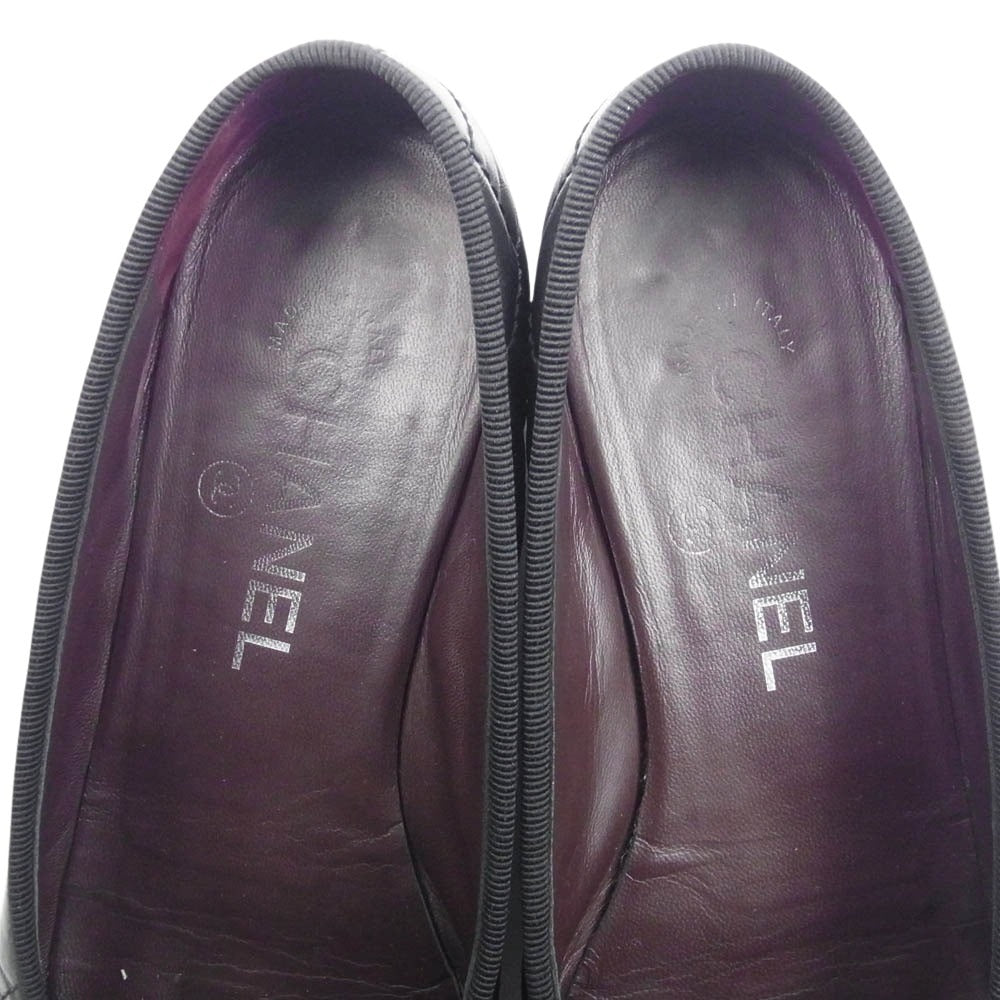 CHANEL シャネル G26250 マトラッセ ココマーク バレエシューズ フラットシューズ ブラック系 36【中古】