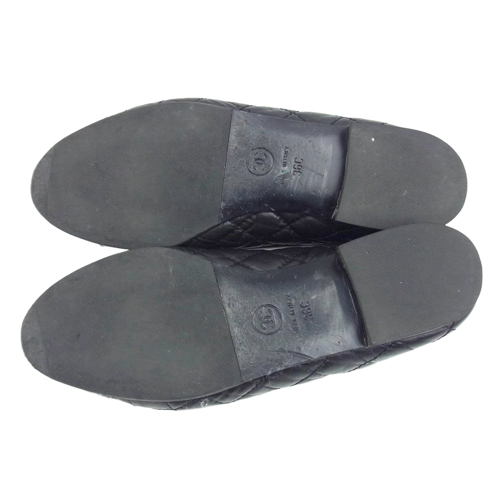 CHANEL シャネル G26250 マトラッセ ココマーク バレエシューズ フラットシューズ ブラック系 36【中古】