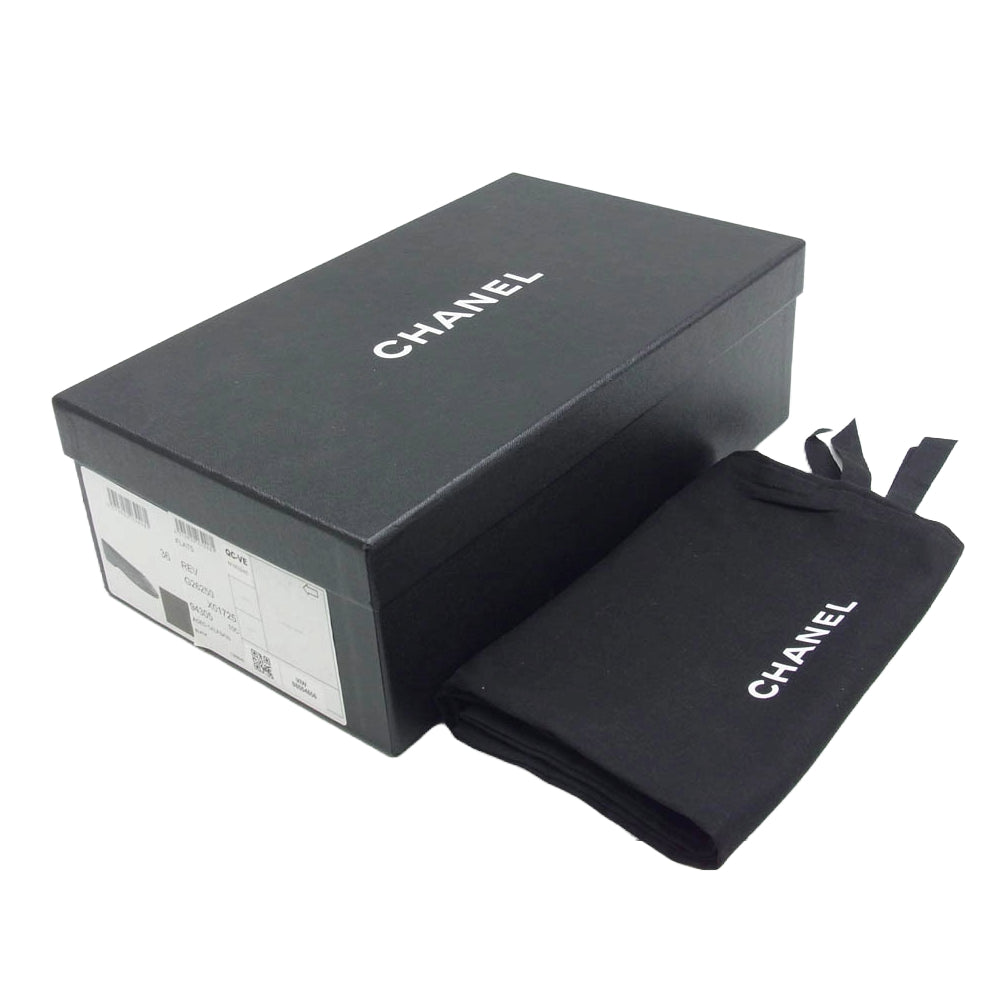 CHANEL シャネル G26250 マトラッセ ココマーク バレエシューズ フラットシューズ ブラック系 36【中古】