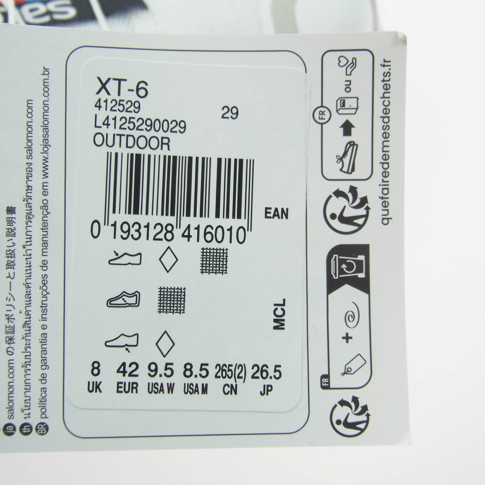 salomon サロモン 412529 XT-6 GTX ローカット スニーカー ホワイト系 26.5cm【美品】【中古】