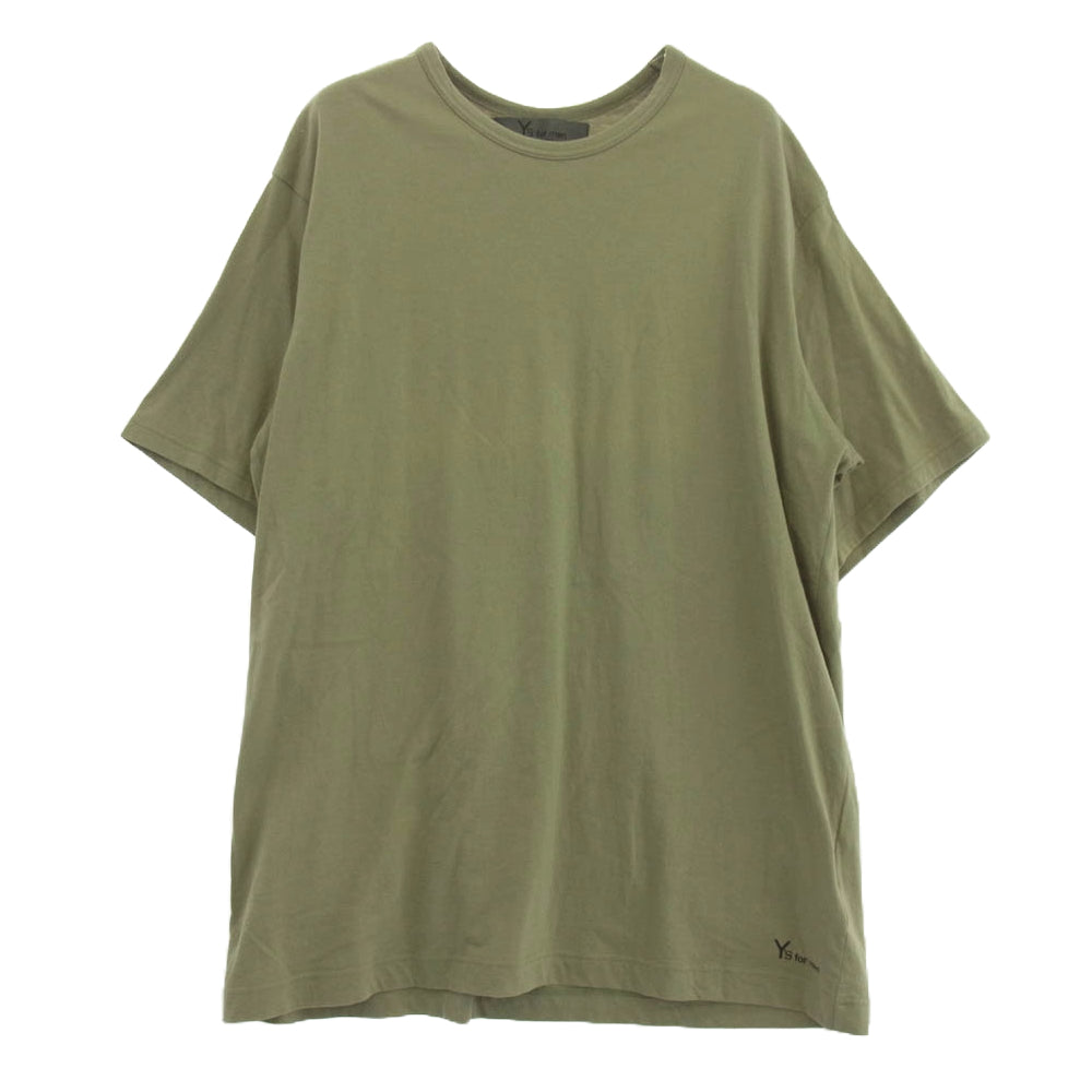 ワイズフォーメン 24SS MS-T41-096 コットン天竺 ロゴ プリント 半袖 Tシャツ カーキ系 3【中古】