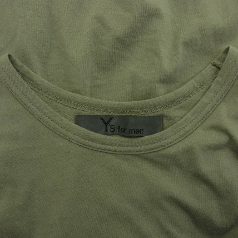 ワイズフォーメン 24SS MS-T41-096 コットン天竺 ロゴ プリント 半袖 Tシャツ カーキ系 3【中古】