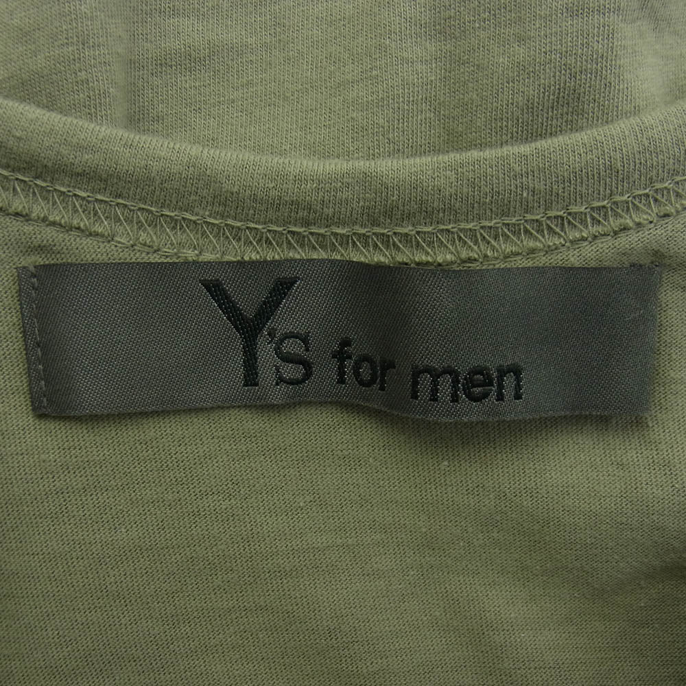 ワイズフォーメン 24SS MS-T41-096 コットン天竺 ロゴ プリント 半袖 Tシャツ カーキ系 3【中古】