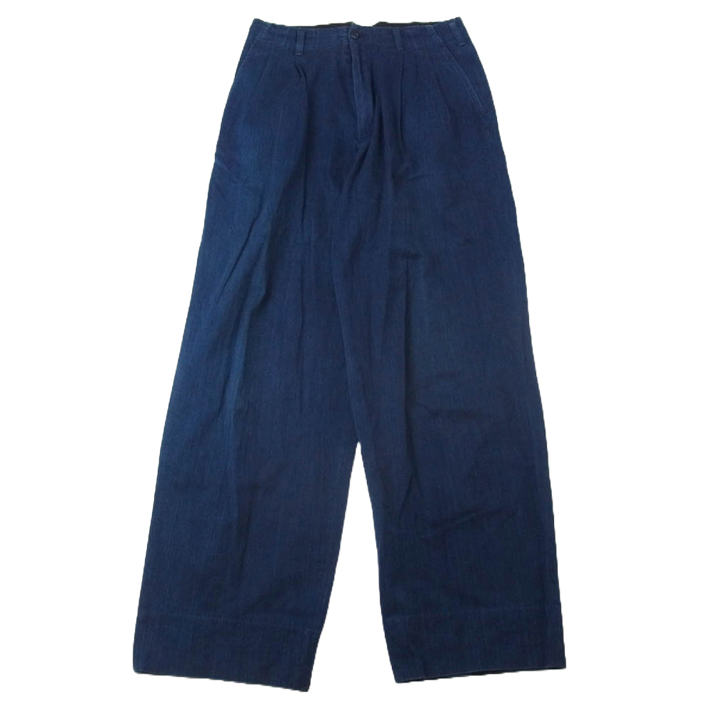ワイズフォーメン MR-P02-083 アーカイブ タック ワイド デニム パンツ インディゴブルー系 S【中古】