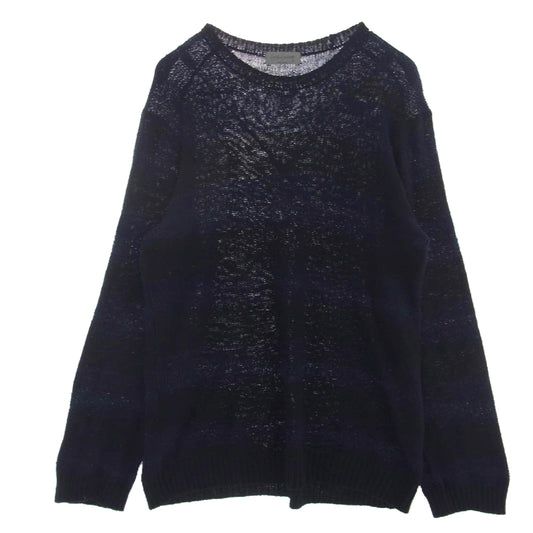 Yohji Yamamoto POUR HOMME ヨウジヤマモトプールオム 24SS HS-K04-092 BORDER COLOR-BLOCKED ROUND NECK ボーダー ニット セーター ブラック系 ネイビー系 3【中古】