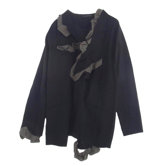 Yohji Yamamoto POUR HOMME ヨウジヤマモトプールオム 24SS HS-J28-102 LOOK26 HARD TWISTED GABARDINE BACK PT JACKET バックメッセージ刺? ハードツイストギャバジン テーラードジャケット ブラック系 2【中古】