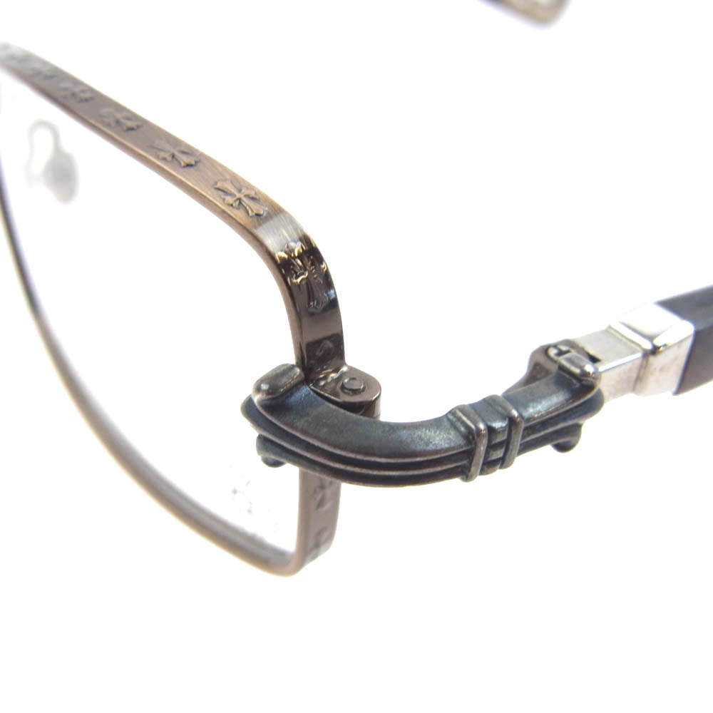 CHROME HEARTS クロムハーツ（原本無） BVB-WEB AXE エボニーウッド テンプル アイウェア 眼鏡 メガネ ブラウン系【中古】