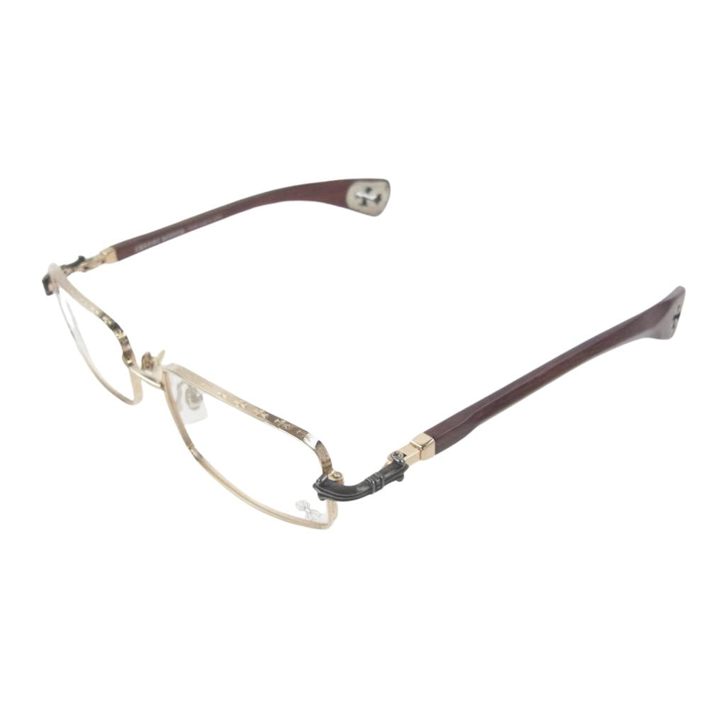 CHROME HEARTS クロムハーツ（原本無） WG-WMH AXE マホガニーウッドテンプル アイウェア 眼鏡 メガネ ブラウン系【中古】