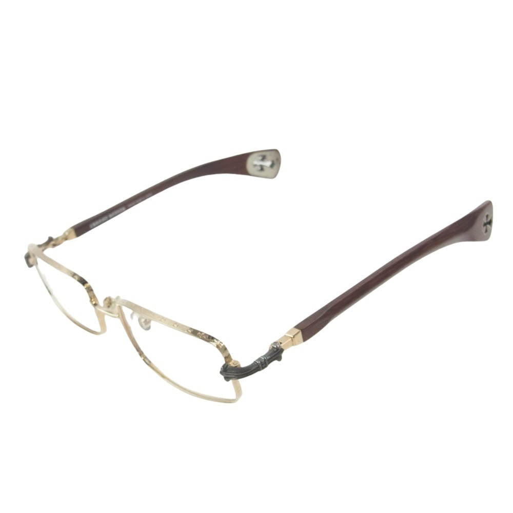 CHROME HEARTS クロムハーツ（原本無） WG-WMH AXE マホガニーウッドテンプル アイウェア 眼鏡 メガネ ブラウン系【中古】