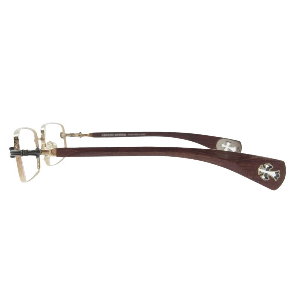 CHROME HEARTS クロムハーツ（原本無） WG-WMH AXE マホガニーウッドテンプル アイウェア 眼鏡 メガネ ブラウン系【中古】