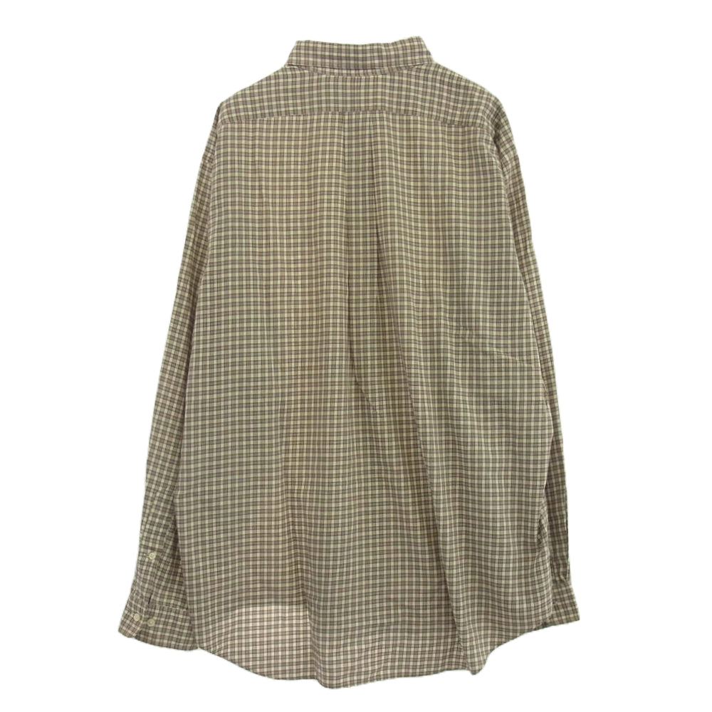 RALPH LAUREN ラルフローレン ボタンダウン 長袖 チェック シャツ ホワイト系 ブラウン系 36【中古】
