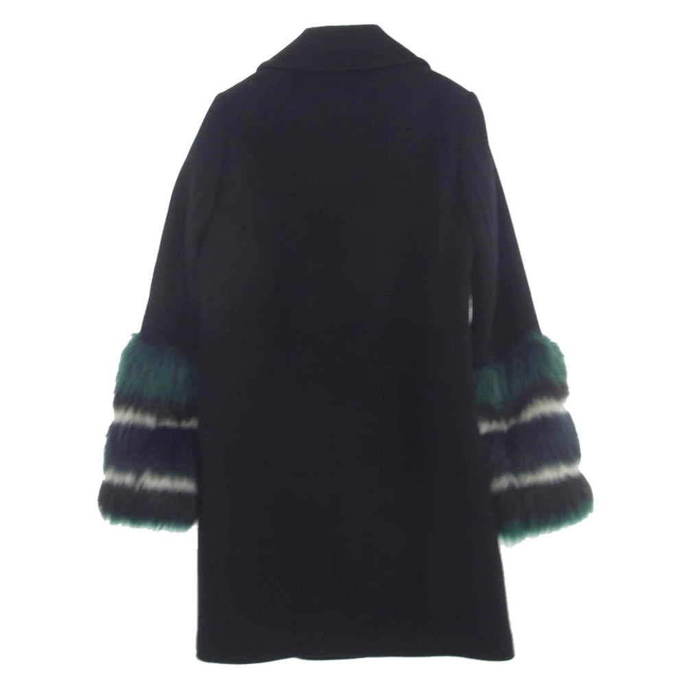 TOMMY HILFIGER トミーヒルフィガー フェイクファー チェスターコート ブラック系 2【中古】