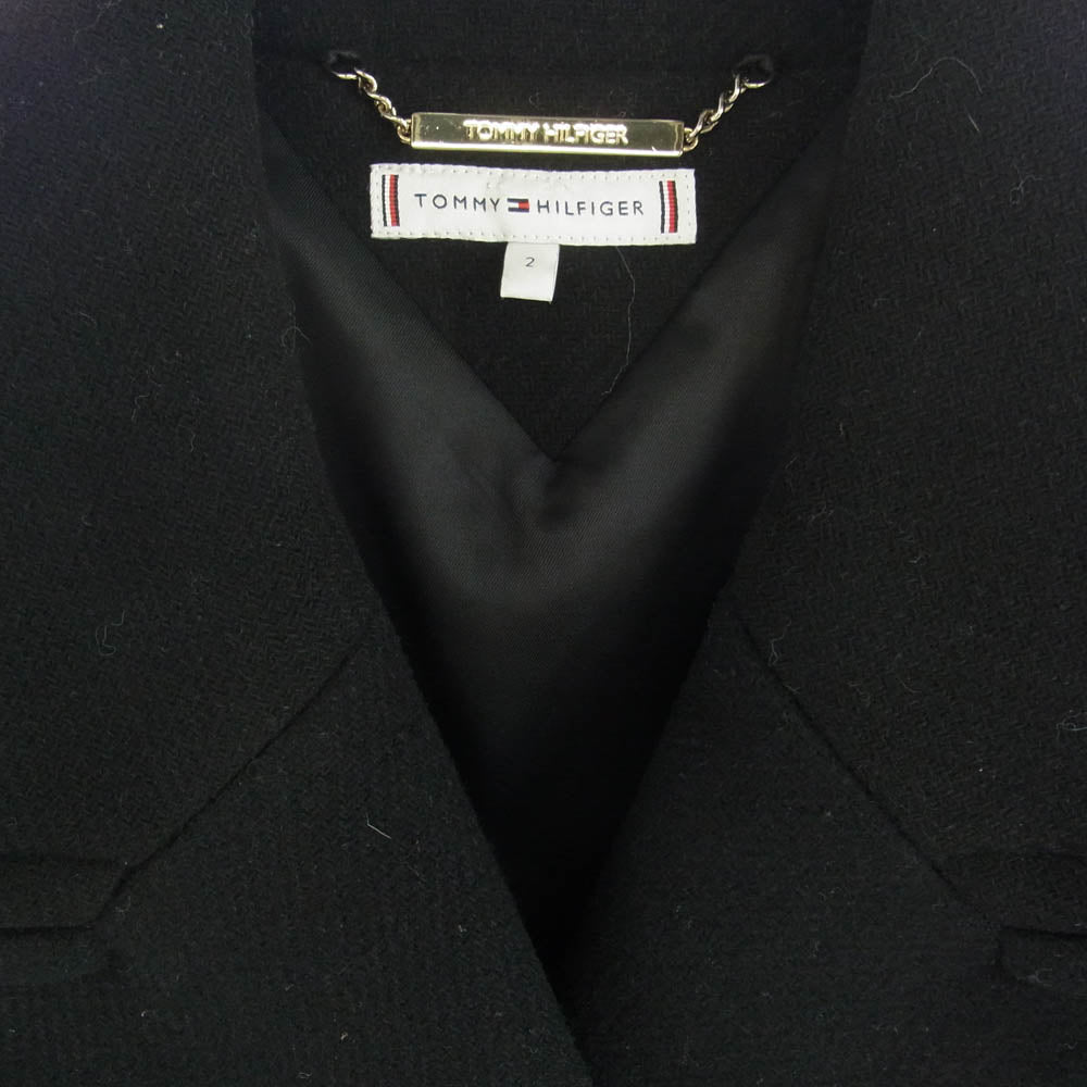 TOMMY HILFIGER トミーヒルフィガー フェイクファー チェスターコート ブラック系 2【中古】