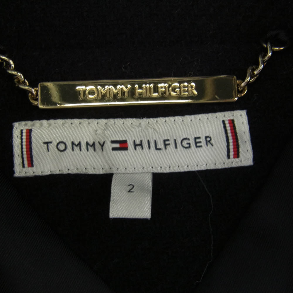 TOMMY HILFIGER トミーヒルフィガー フェイクファー チェスターコート ブラック系 2【中古】