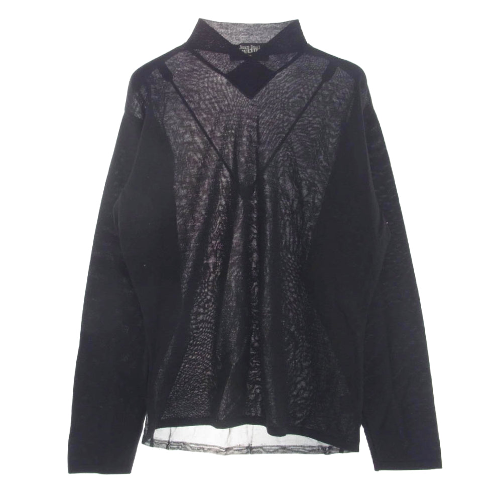 JEAN-PAUL GAULTIER ジャンポールゴルチエ EQUATOR メッシュ 切替 ニット ブラック系 54【中古】