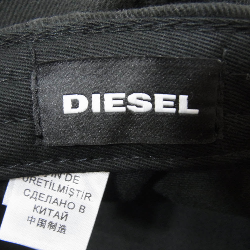 DIESEL ディーゼル ダメージ加工 バーコード刺繡 キャップ ブラック系【中古】