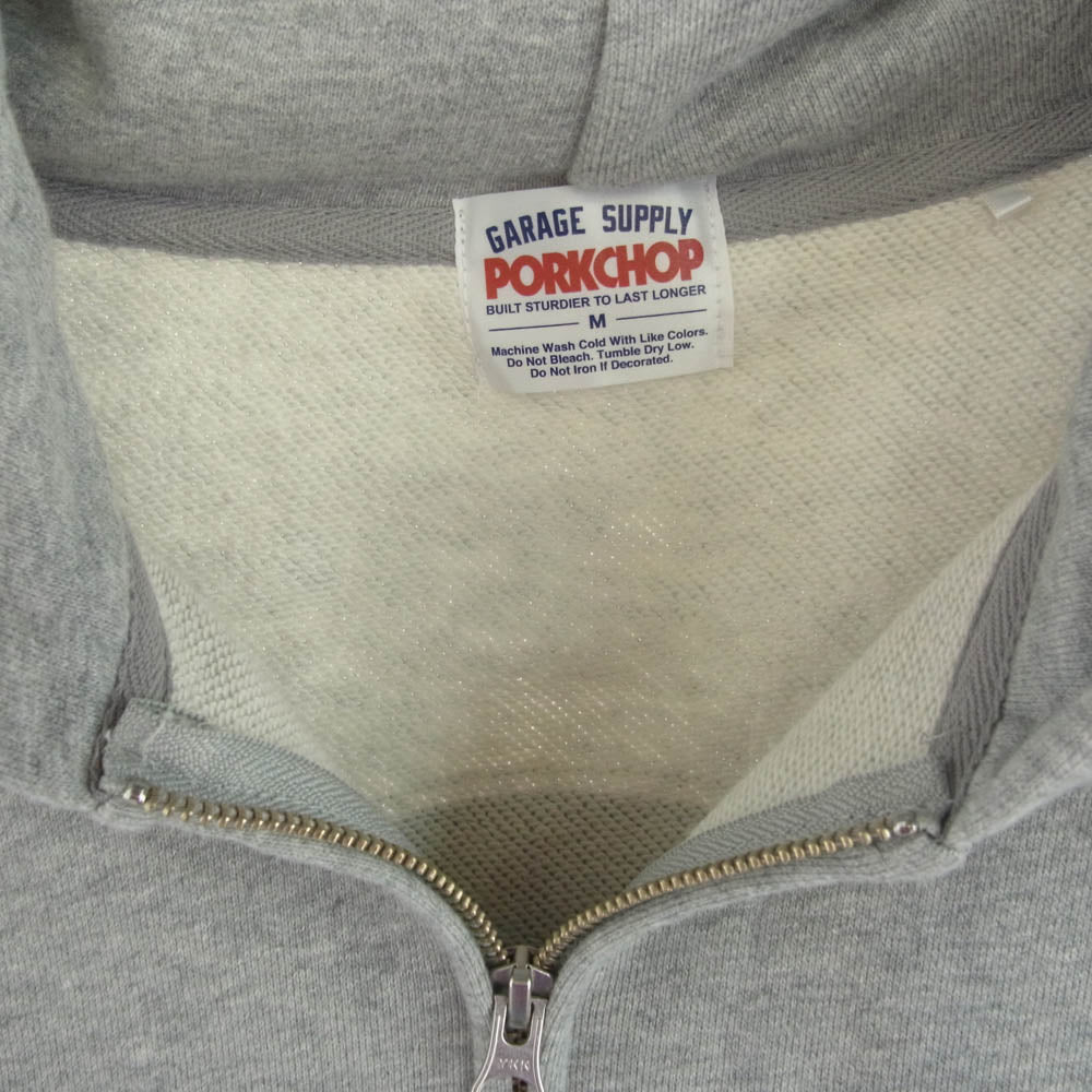 ポークチョップ バックプリント ダブル ジップ パーカー グレー系 ブルー系 M【中古】