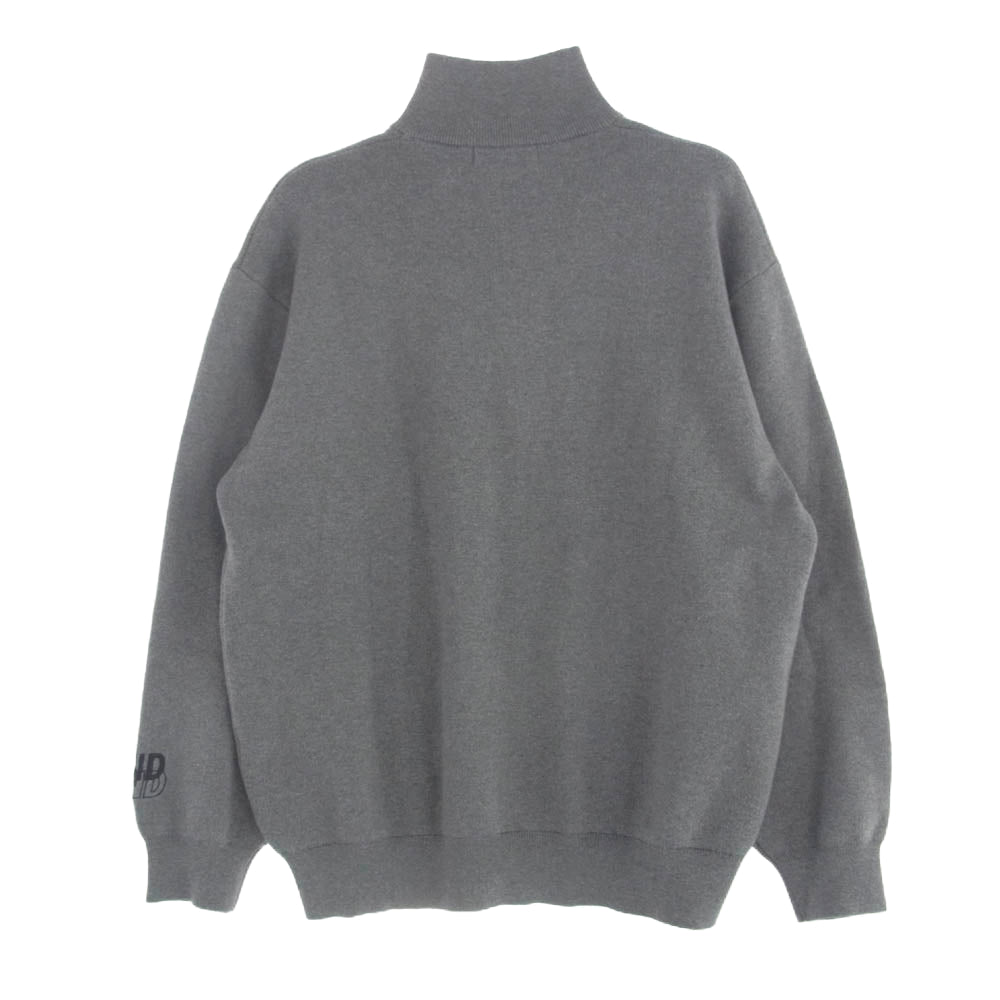 WIND AND SEA ウィンダンシー WDS-O-ESCC-25-Q1-KN-01 ハーフジップ カシミア混 カシミヤ混 ロゴ刺? ニットセーター グレー系 M【中古】