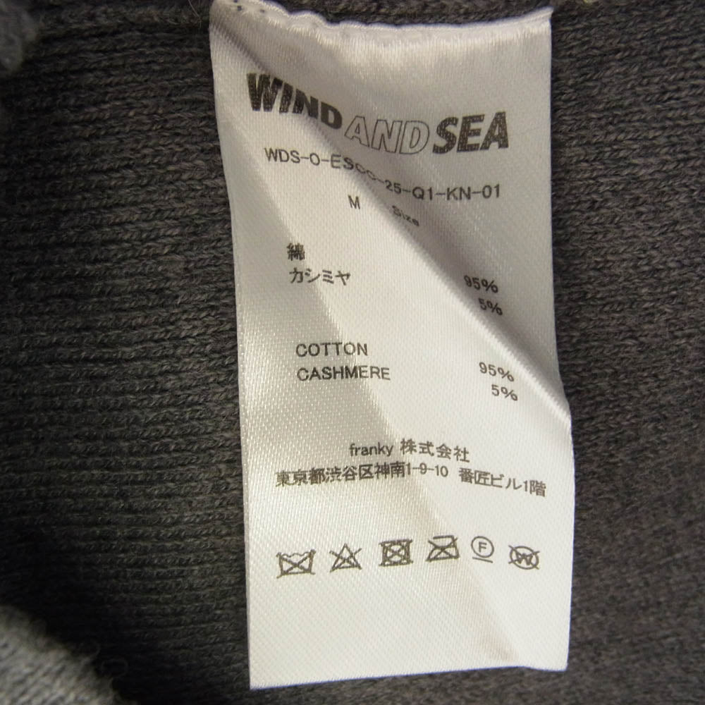 WIND AND SEA ウィンダンシー WDS-O-ESCC-25-Q1-KN-01 ハーフジップ カシミア混 カシミヤ混 ロゴ刺? ニットセーター グレー系 M【中古】