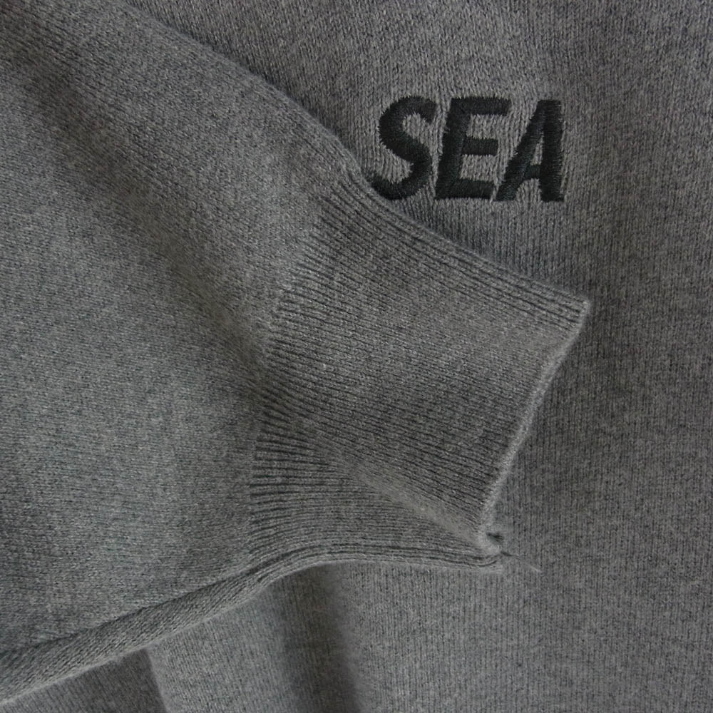 WIND AND SEA ウィンダンシー WDS-O-ESCC-25-Q1-KN-01 ハーフジップ カシミア混 カシミヤ混 ロゴ刺? ニットセーター グレー系 M【中古】
