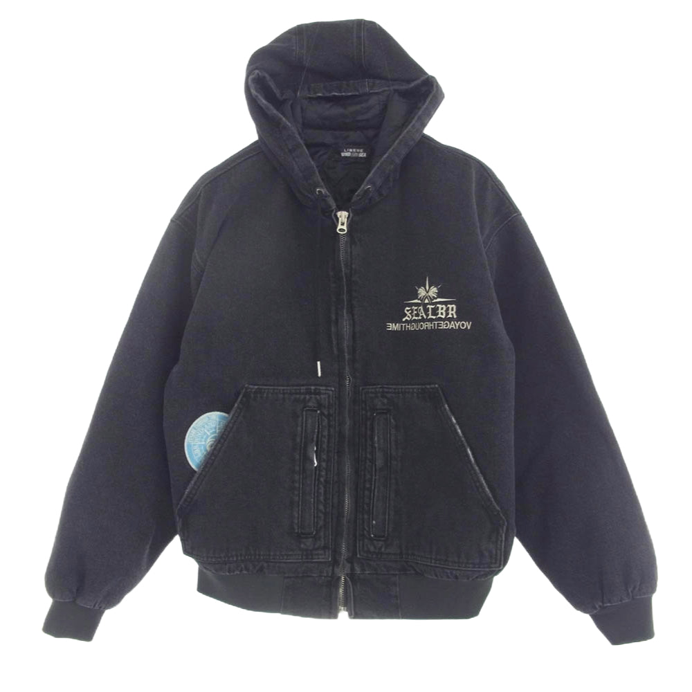 WIND AND SEA ウィンダンシー WDS X LIBERE WORK ZIP-UP JACKET 中綿 ジップアップ フーディ デニムブルゾン ブラック系 M【美品】【中古】