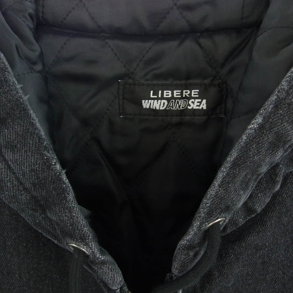 WIND AND SEA ウィンダンシー WDS X LIBERE WORK ZIP-UP JACKET 中綿 ジップアップ フーディ デニムブルゾン ブラック系 M【美品】【中古】