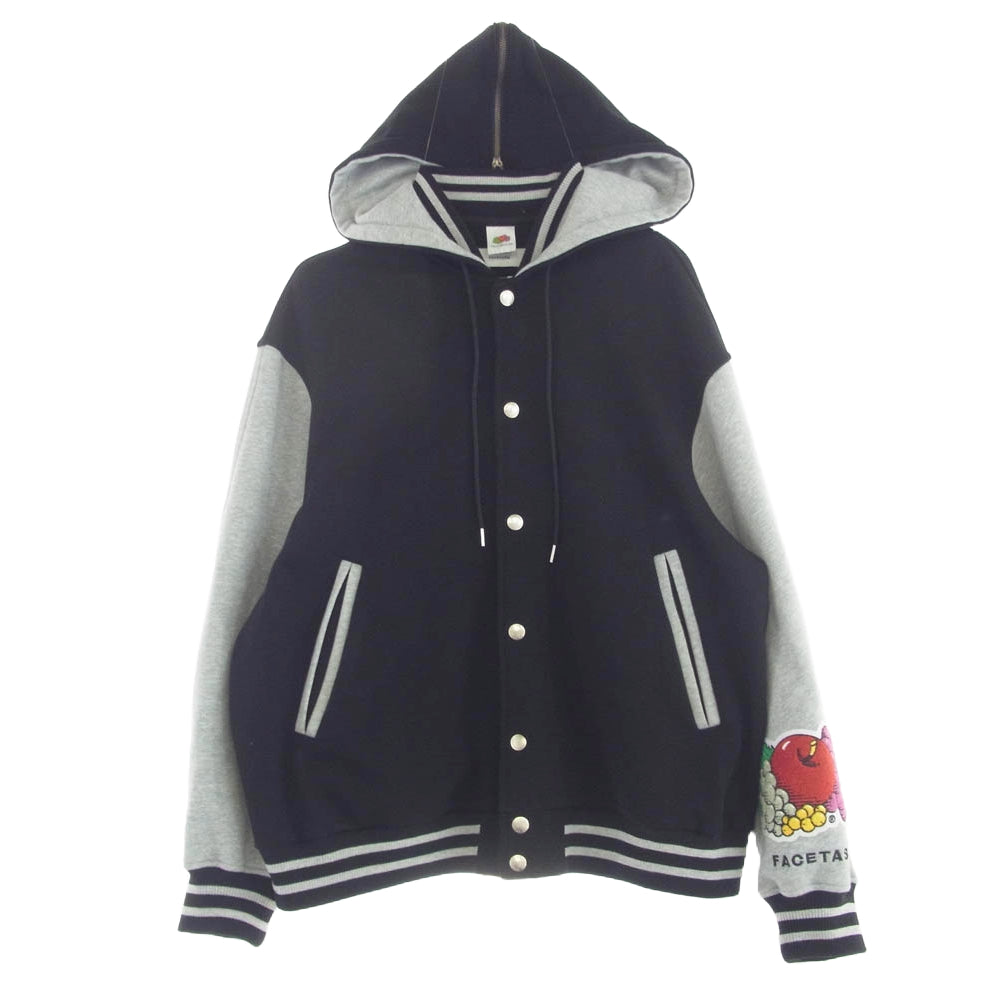 FACETASM ファセッタズム 24SS × FRUIT OF THE LOOM STADIUM JACKET フーデッド スタジアム ジャケット ブラック系 4【中古】