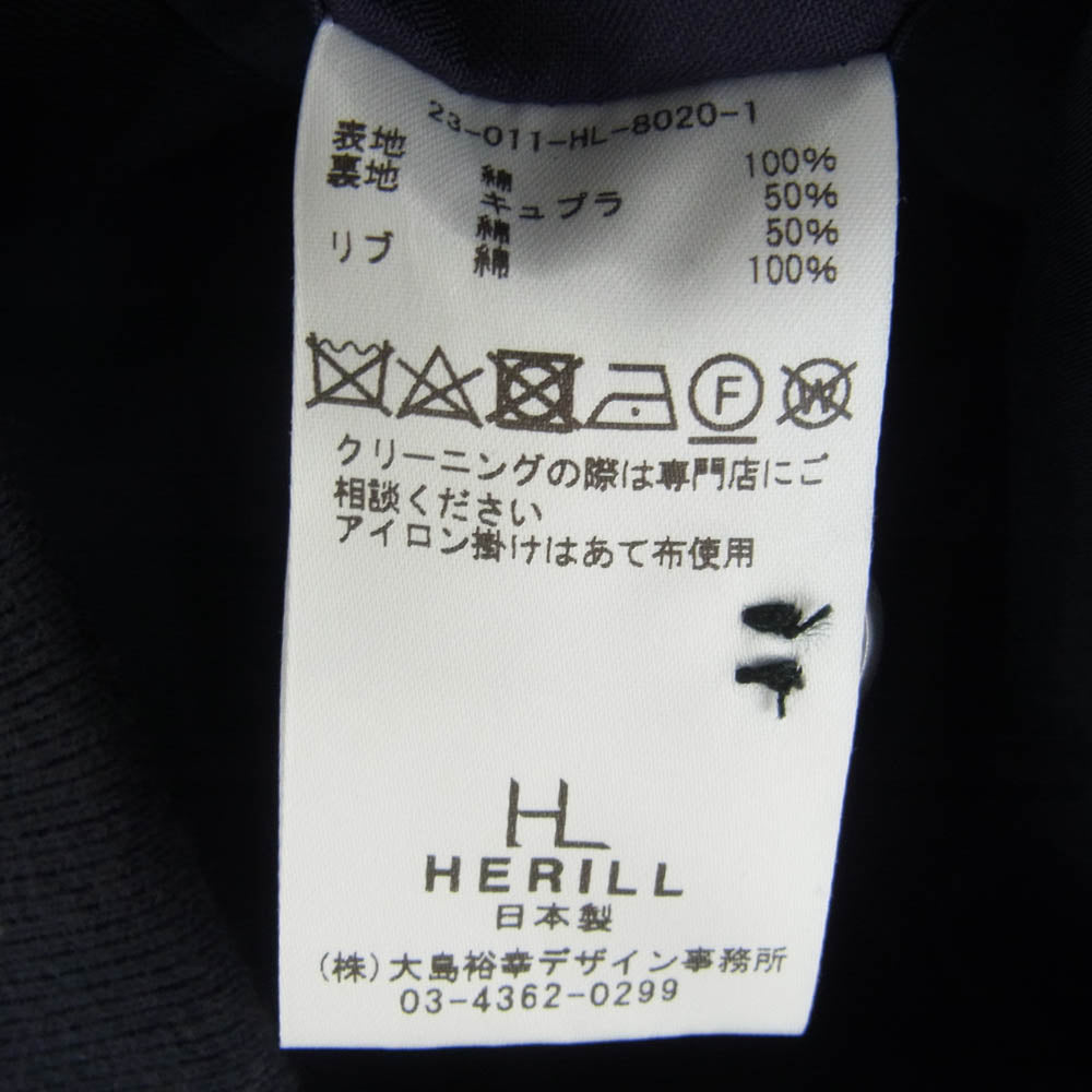 ヘリル 23-011-HL-8020-1 Egyptiancotton Chino Weekend jacket コットン チノ ウィークエンド ジャケット ブルゾン ネイビー系 2【中古】