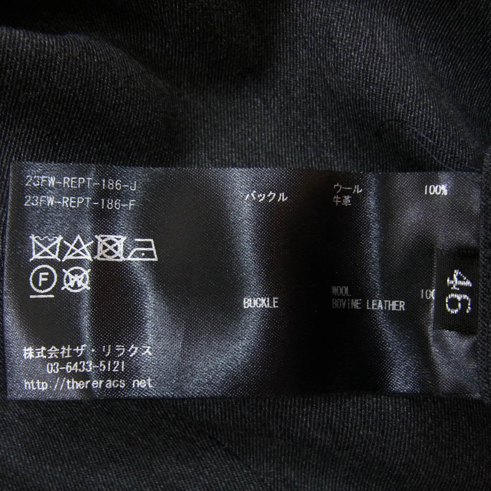 THE RERACS ザリラクス 23AW 23FW-REPT-186-J THE GURKHA メリノウール ギャバジン グルカ スラックス ウエスト ベルトバックル グレー系 46【中古】