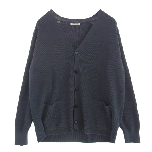 AURALEE オーラリー 22SS A22SC01TR SUPER HARD TWIST RIB KNIT BIG CARDIGAN ハード ツイスト ビッグシルエット ニット カーディガン ブルー系 ネイビー系【中古】