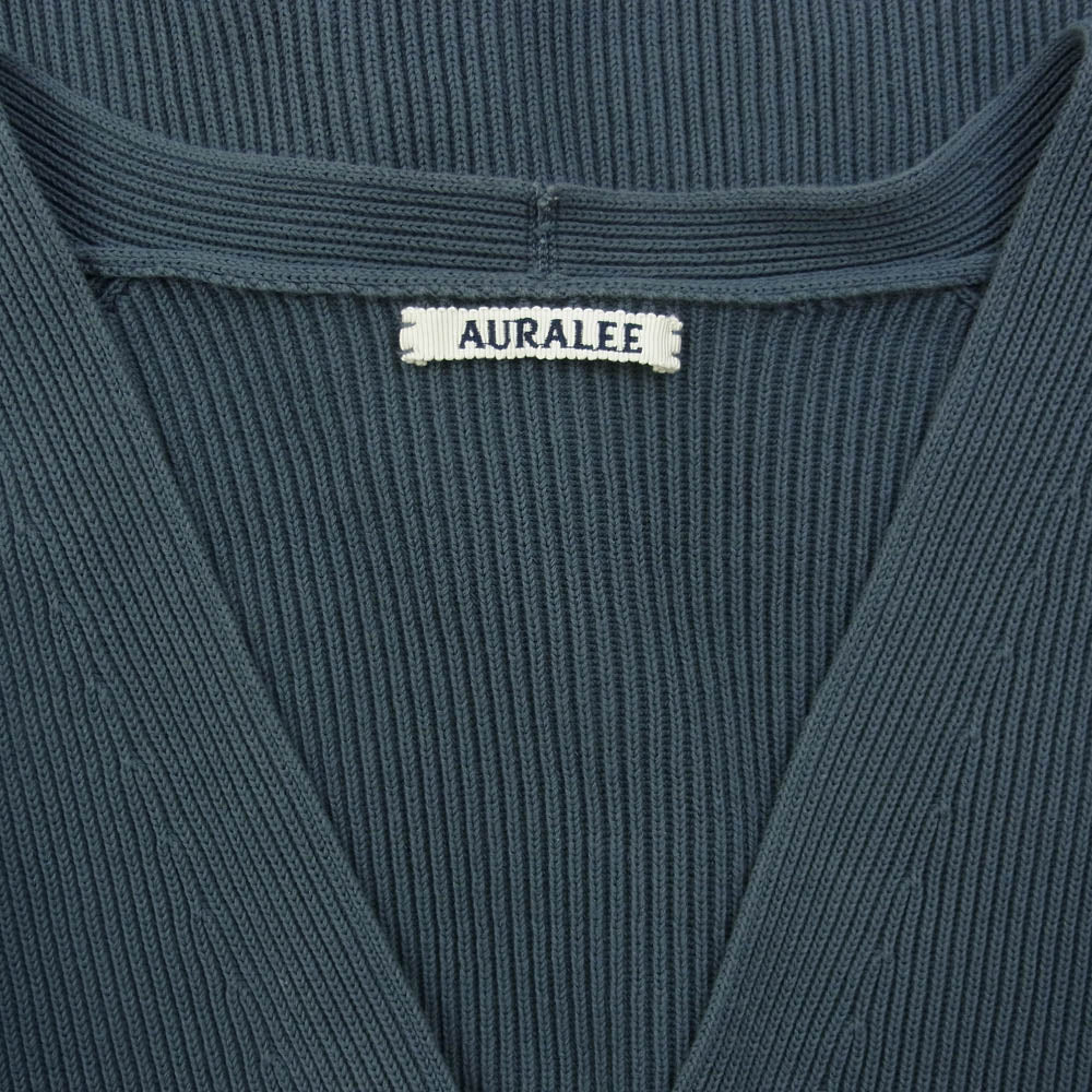 AURALEE オーラリー 22SS A22SC01TR SUPER HARD TWIST RIB KNIT BIG CARDIGAN ハード ツイスト ビッグシルエット ニット カーディガン ブルー系 ネイビー系【中古】