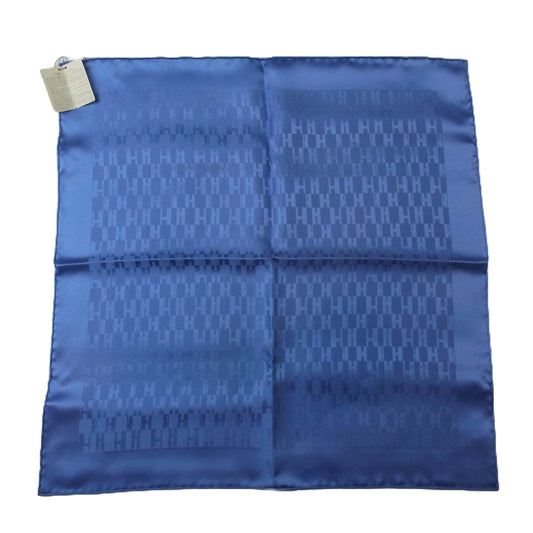HERMES エルメス グランH セイシェル ポケット チーフ ハンカチ スカーフ ブルー系【新古品】【未使用】【中古】