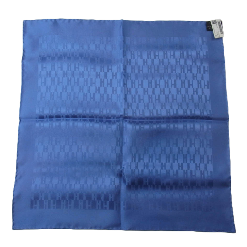 HERMES エルメス グランH セイシェル ポケット チーフ ハンカチ スカーフ ブルー系【新古品】【未使用】【中古】