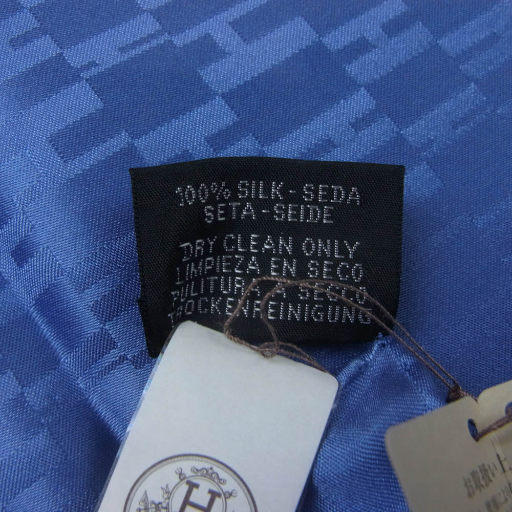 HERMES エルメス グランH セイシェル ポケット チーフ ハンカチ スカーフ ブルー系【新古品】【未使用】【中古】