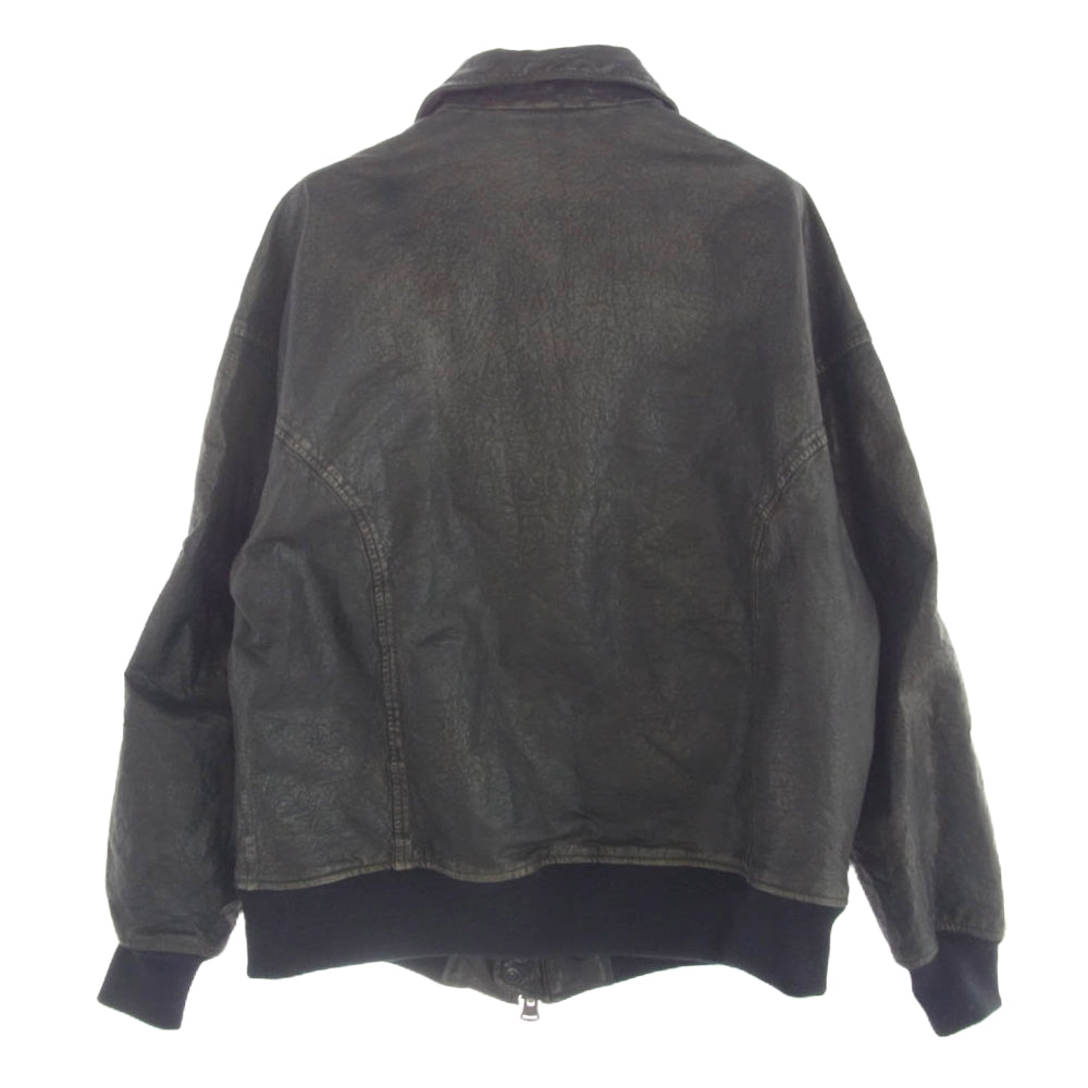 ISAMUKATAYAMA BACKLASH イサムカタヤマバックラッシュ 2126-02 JAPAN STEER WHITE+MIMOSA/TANNED GARMENT-DYED+USED-PROCESSED A-2 FLIGHT JACKET ジャパンステアー ミモザ製品染め USED加工 A-2 フライト ジャケット ブラック系 XS【極上美品】【中古】