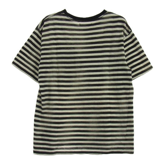 MINEDENIM マインデニム Hazy Border T-SH 擦れ ボーダー Tシャツ 半袖 ブラック系 ホワイト系 M【中古】