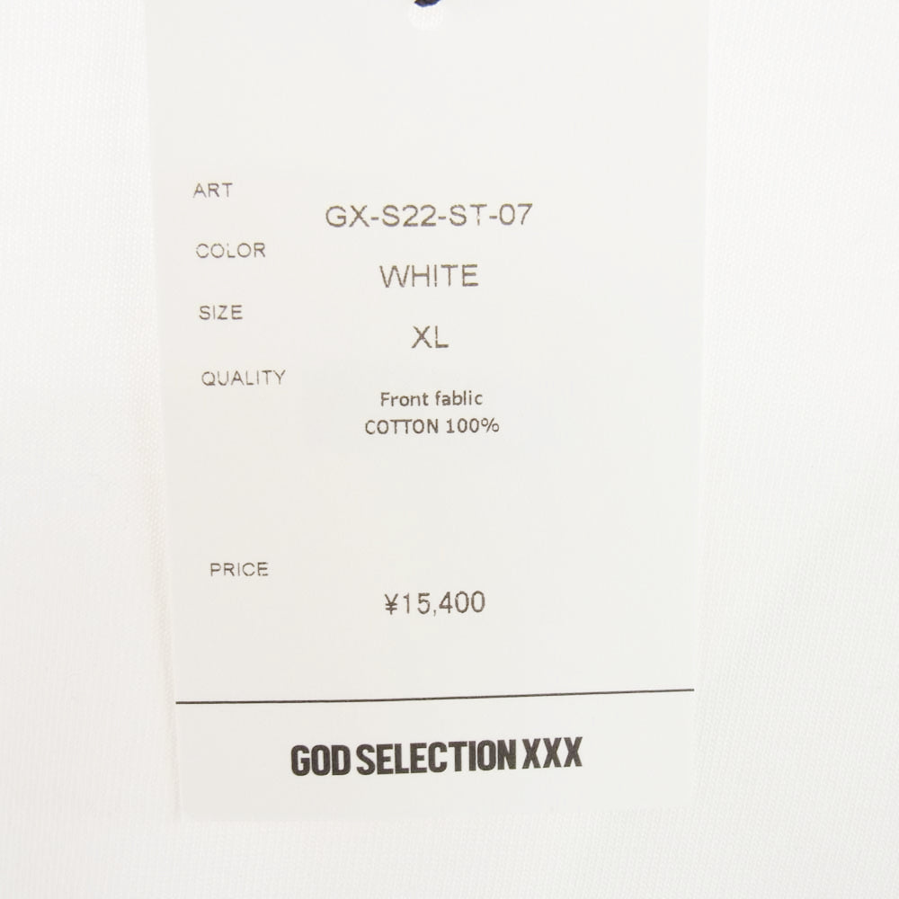 GOD SELECTION XXX ゴッドセレクション GX-S22-ST-07 バック プリント ロゴ 半袖 tシャツ カットソー ホワイト系 XL【新古品】【未使用】【中古】